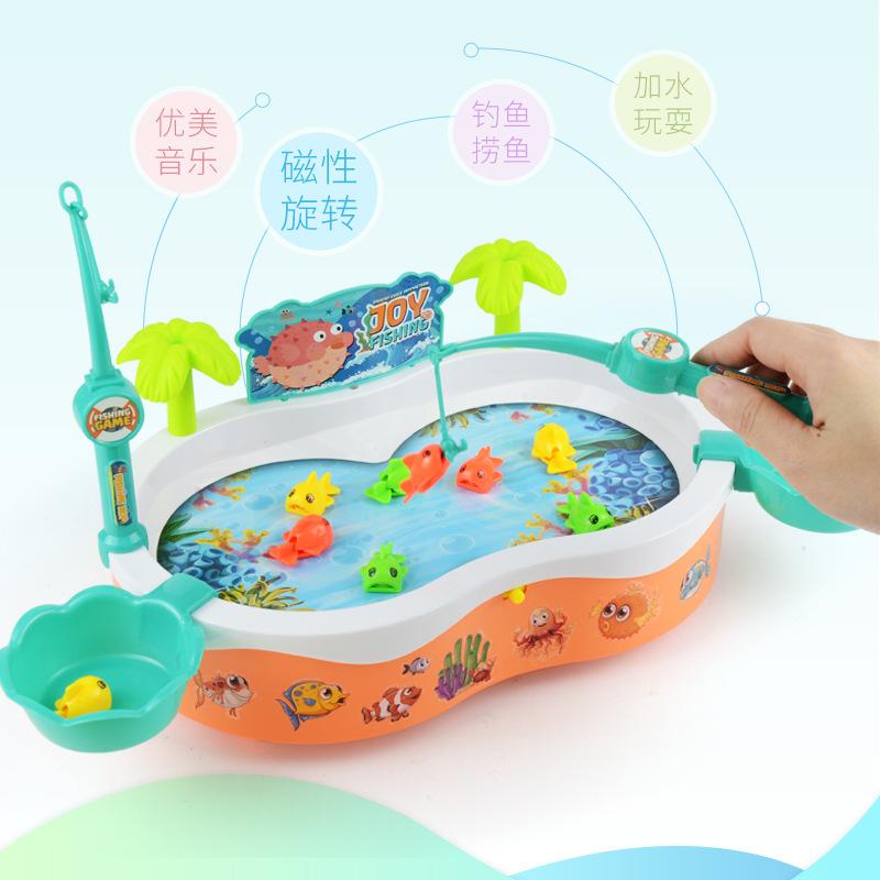 Magnetic Fishing Toys, Electric Rotating Fishing Platform That Can Add Water, Fish Fishing And Water Play Toy Set