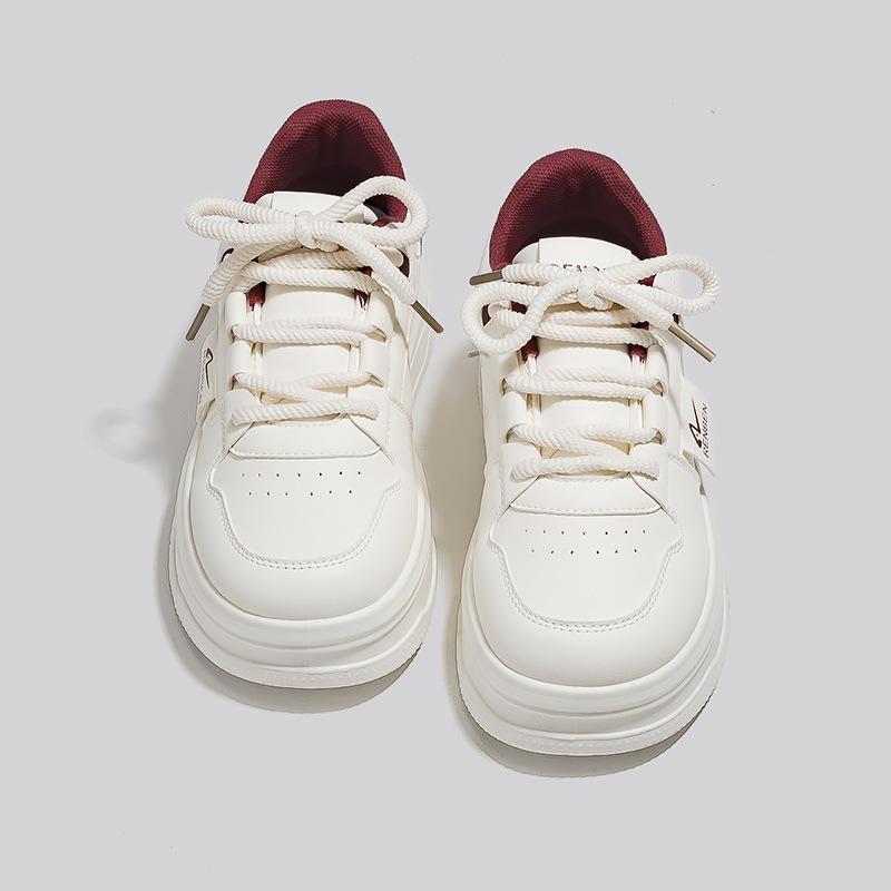 Women's shoes little white shoes women's new autumn breathable shoes casual versatile board shoes leather surface thick sole heightening shoes women