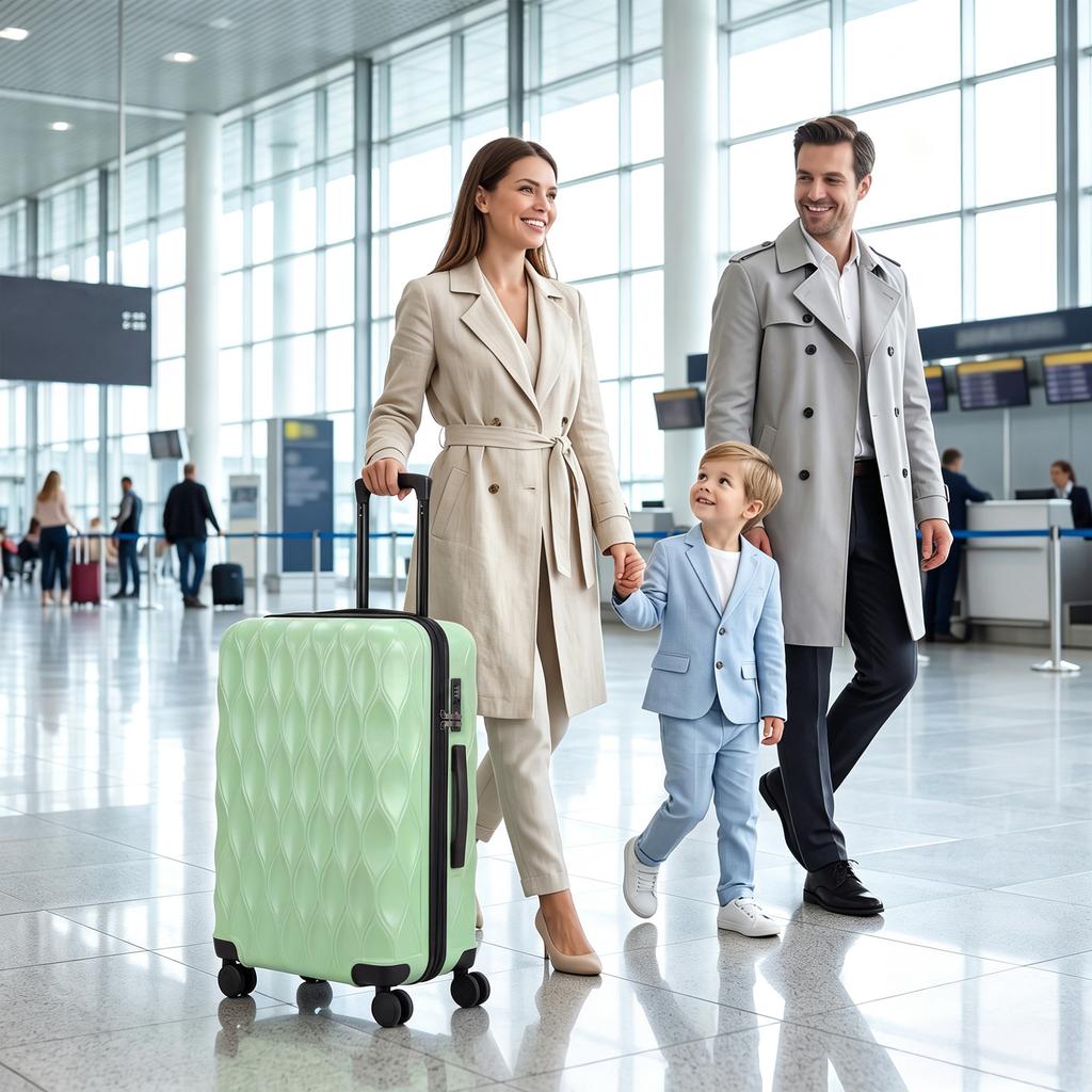 26Inch 65cm 64L Suitcase, ABS Hard Shell Checked Luggage, Green
