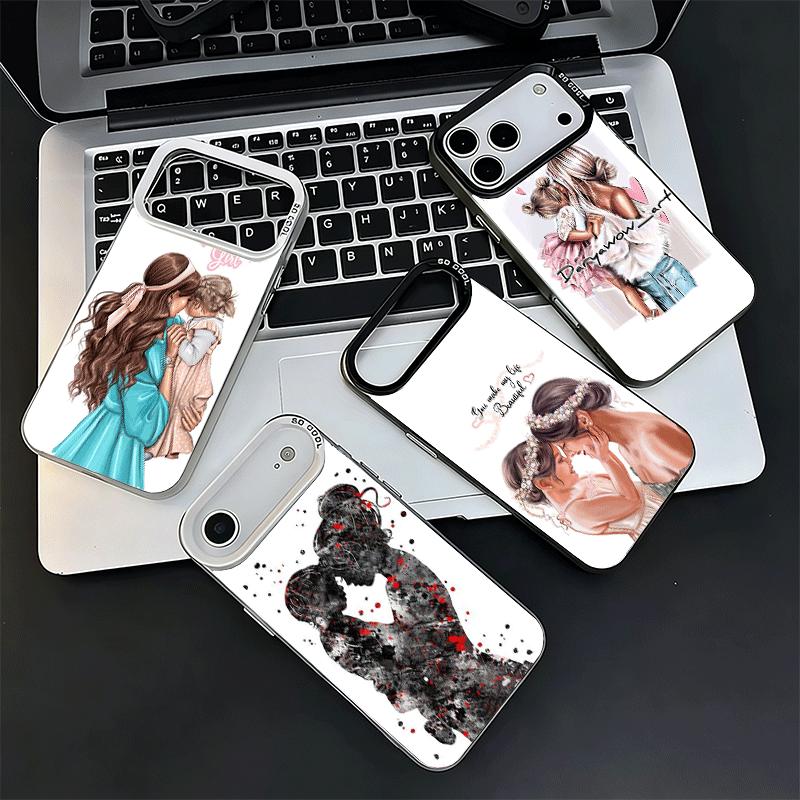 Mom Baby Girls Theme Soft Phone Case for iPhone 15 16 17 Pro Max 17Air 16E 14 Plus 13 12 Mini Shockproof Cover Back Shell
