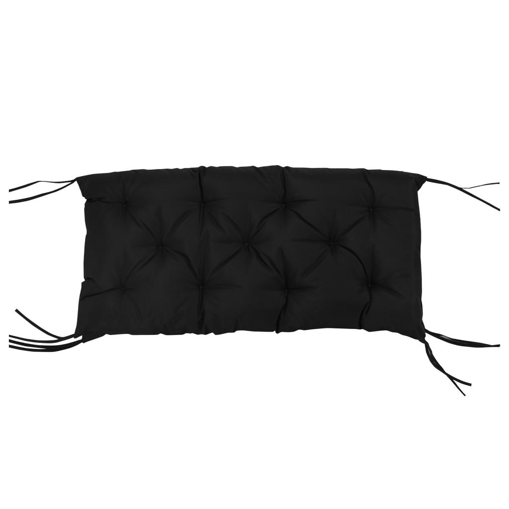 3 Seater Bench Cushion 100x98x8 cm Bench Cushion with Ties, Bench Pad for Garden Furniture Porch Swing, Black