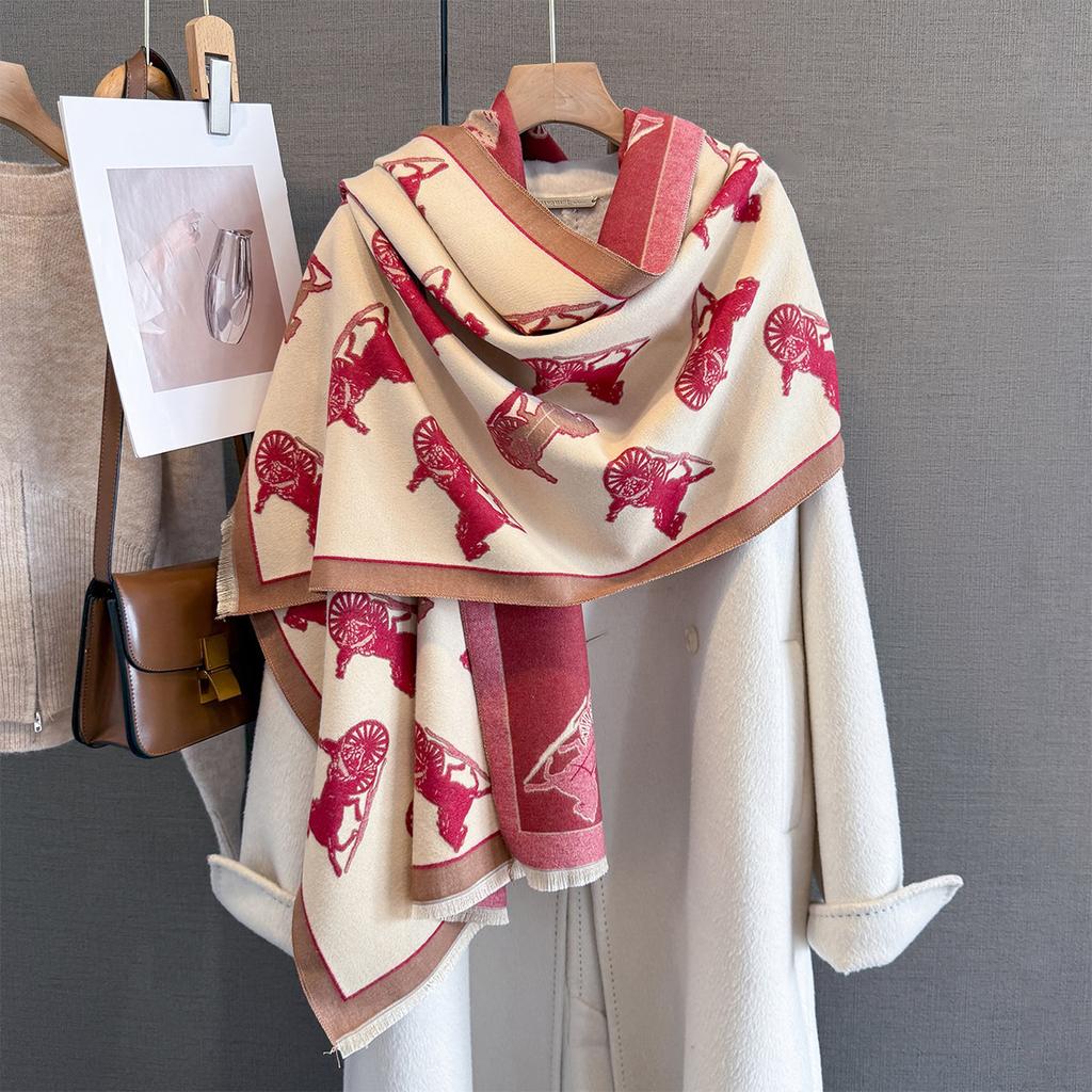 Women Soft Winter Cashmere Scarf Fashion Retro Carriage Prints Warm Shawl And Wrap Bandana Pashmina Female Scarves