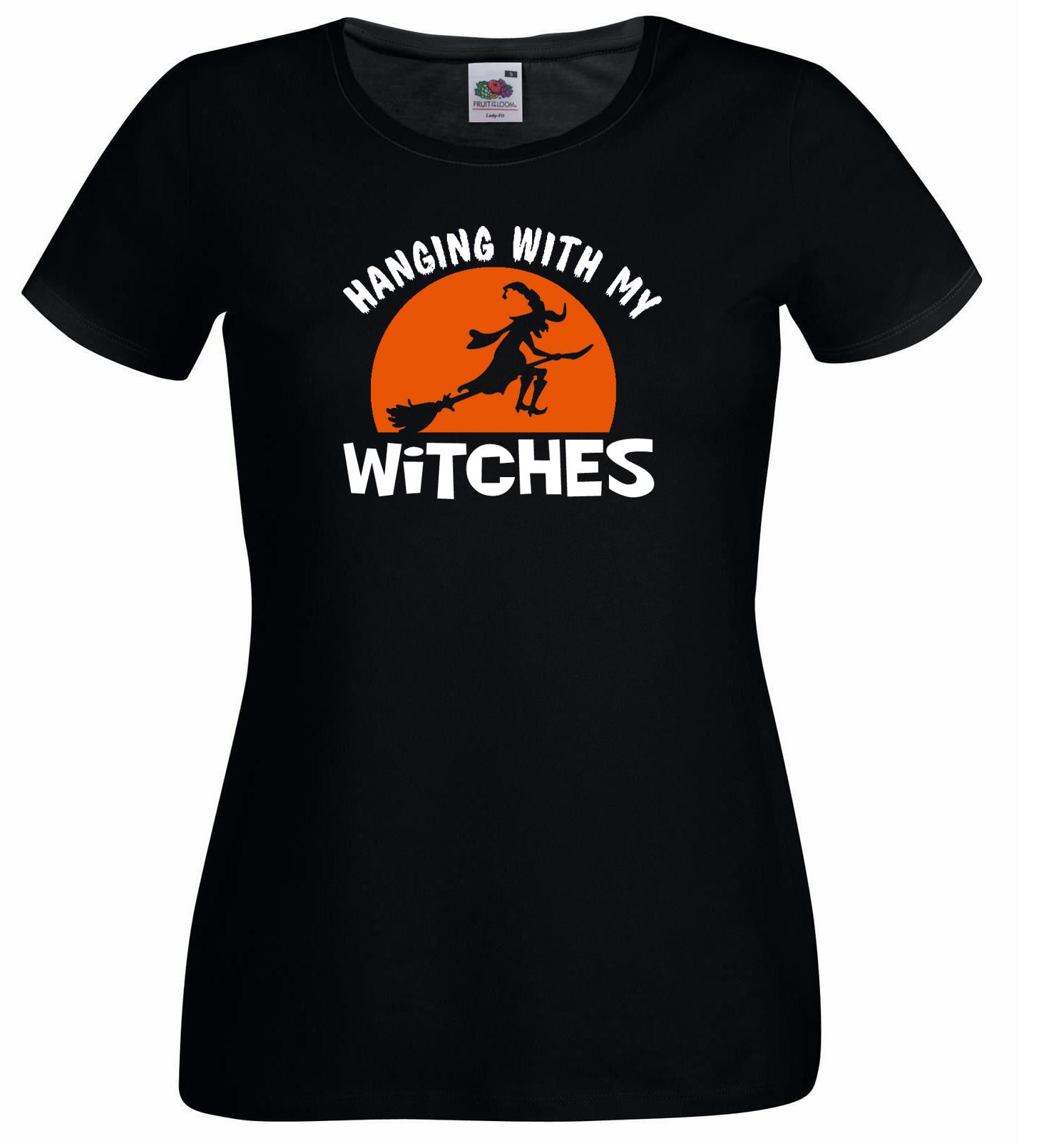 Unisexs Hanging With My Witches Halloween Wicca Witchcraft Lady Fit TShirt 2XL