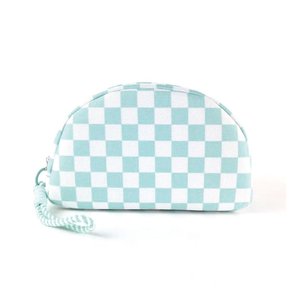 Waterproof Checkered Pattern Cosmetic Bag Polyester Toiletry Bag Makeup Organizer Daily Use