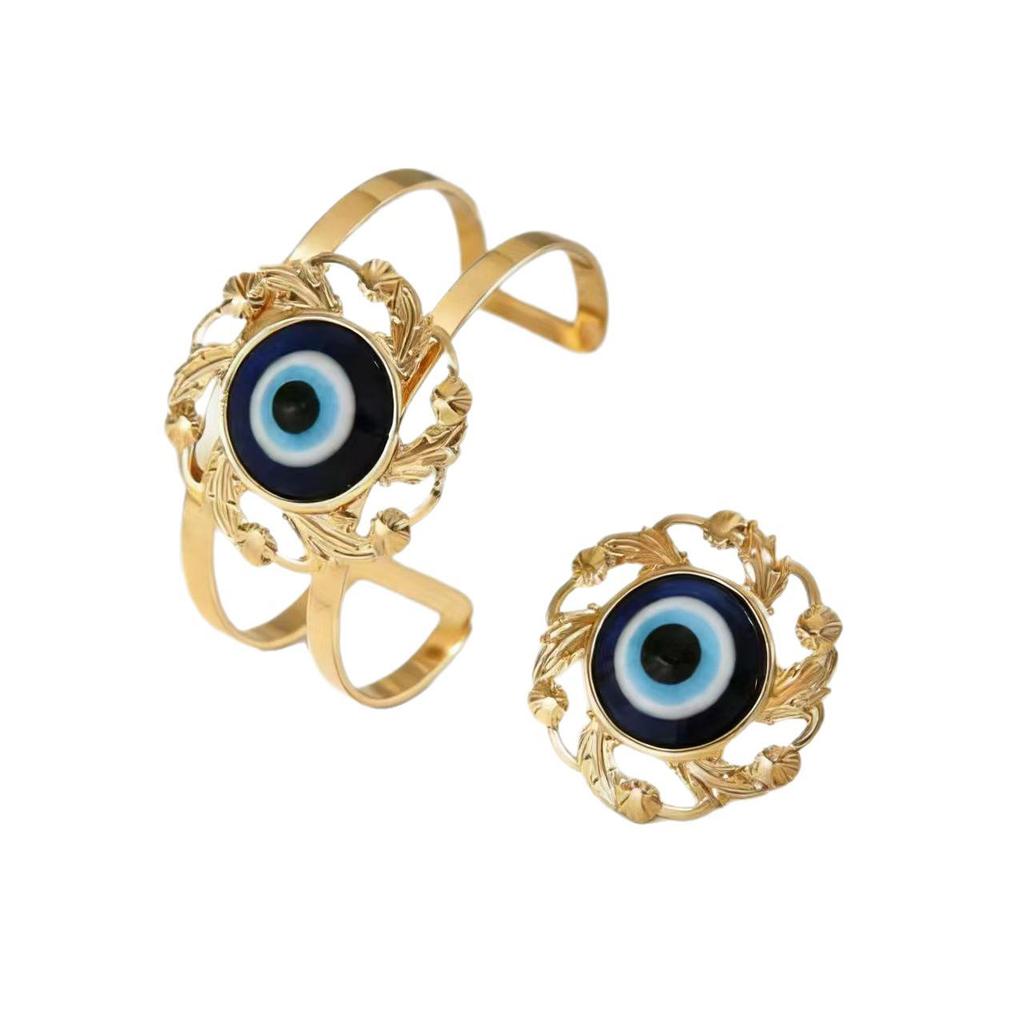 Ensemble Bracelet & Bague Unisexe Œil de Démon Best-Seller Européen