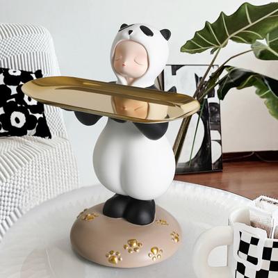 Creative Panda Girl Entrance Key Storage Decoration Living Room Tray Home Resin Soft Decoration