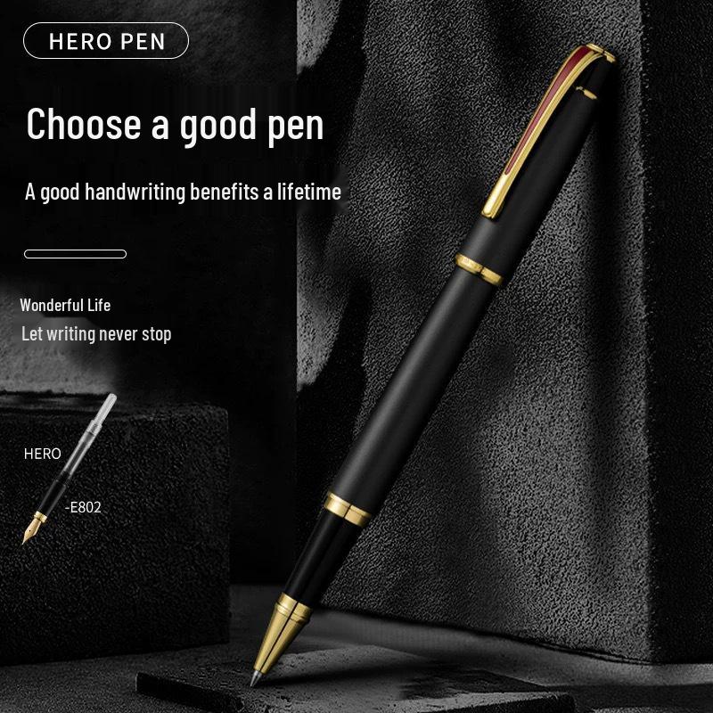 Hero E802 Authentic Iridium Gold Nib Fountain Pen Gift Set for Adults