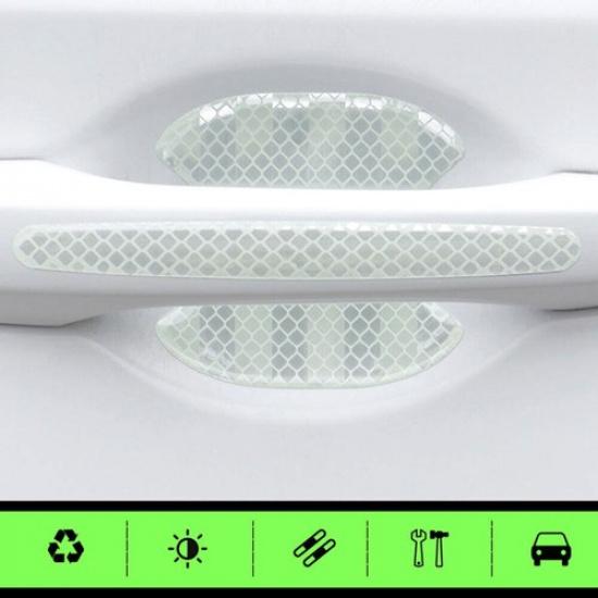 8Pcs Reflective Car Door Handle Bowl Sticker Anti-Scratch Protector Accessories