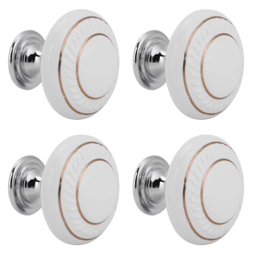 4Pcs Set Modern Ceramic Handle Pull Handle Knobs Hardware Fittings for Drawer Closet Cabinet