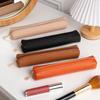 Slim Pencil Case Waterproof Lychee Grain Pu Leather Cosmetic Pouch Portable Makeup Bag For Lipstick Makeup Brushes Pen Bag