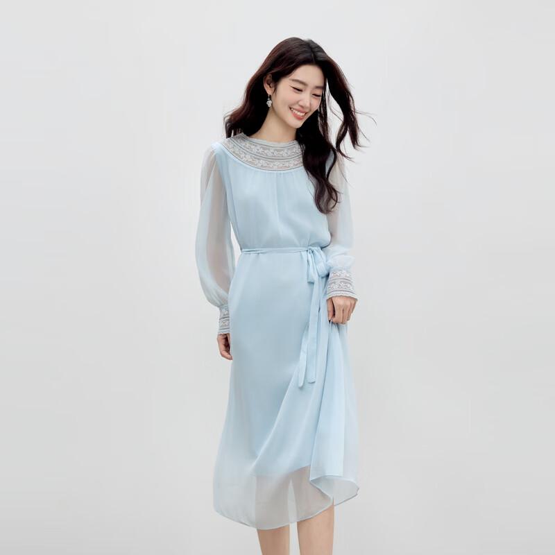 French Lace Waist-Cinched Temperament Dress