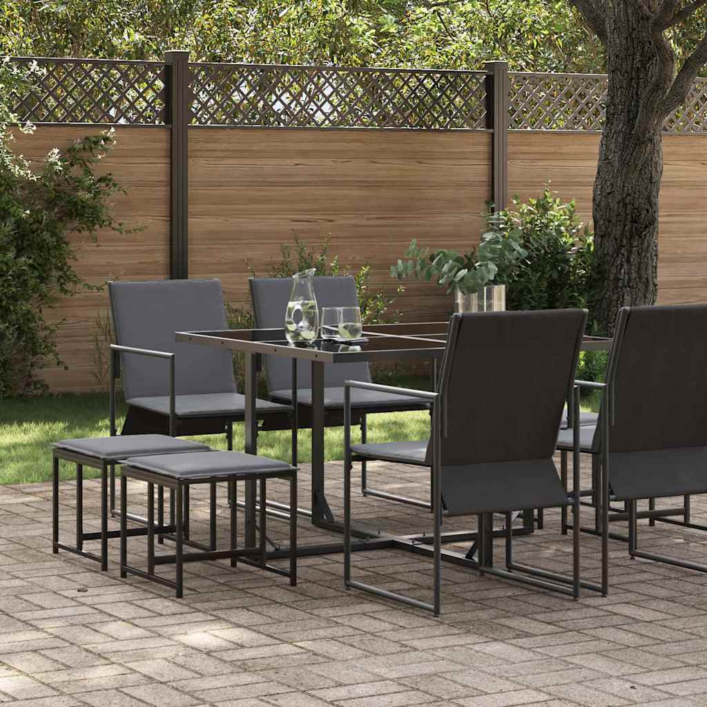 Garden Dining Set 9 pcs Black Steel