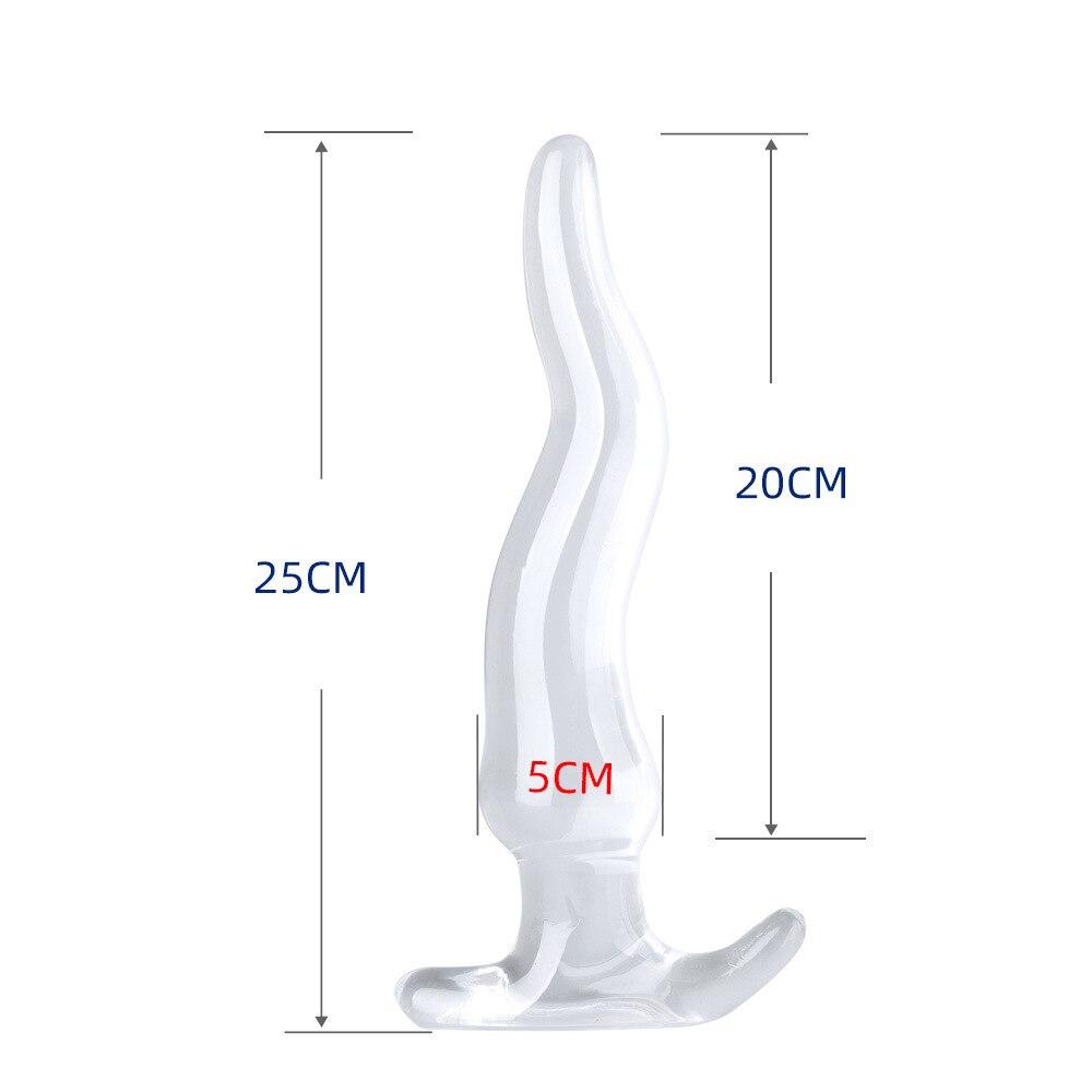 Transparent TPE Anal Plug Extended Anal Expander Masturbation Device Dildo Adult Sex Toys Strap On Penis Fisting