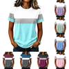 Dames Mode Raglanmouw Ronde Hals Casual Kleurblok Print Korte Mouw Top Lichtgewicht Zachte Stof Comfortabele Pasvorm