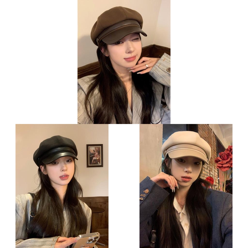 Classic Wool Beret Hat With Short Brim For Winter Fashion And Casual Wear