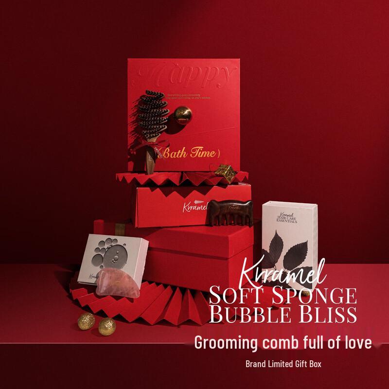 KRRAMEL Boar Bristle Massage Comb Gift Set Normal size