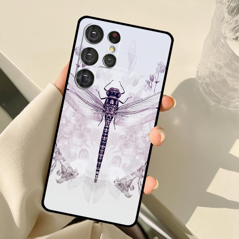 Luxury Dragonfly Case For Samsung Galaxy S22 Ultra S21 S20 S24 S25 Ultra S9 S10 Plus S23 FE S25 FE Back Cover