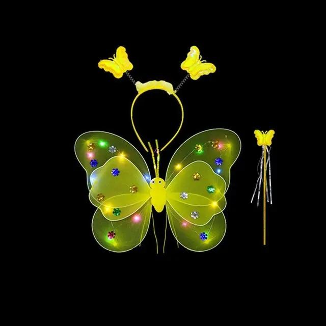 LED Children Costume Props Girls Skirt Flashing Lights Butterfly Skirt Suit Angel Luminous Wings Butterfly Wings Fancy Dress Set