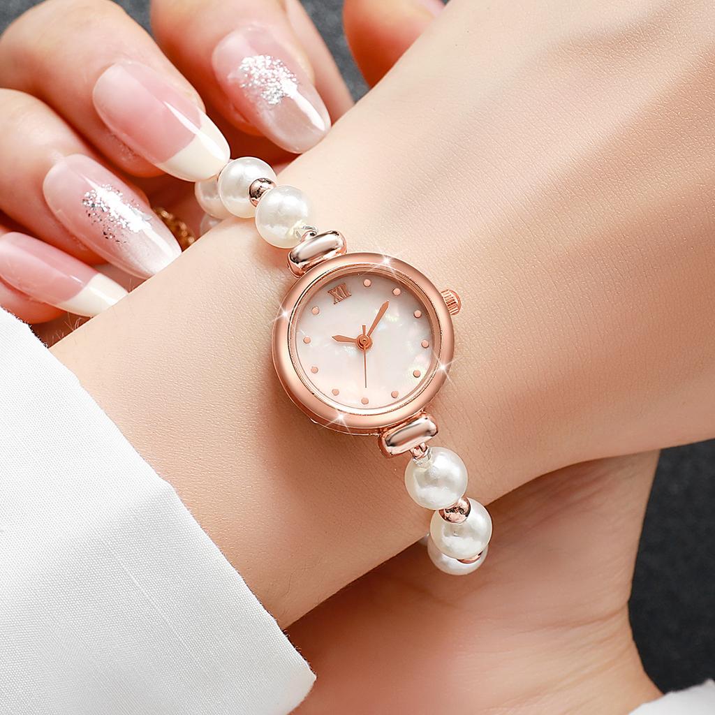 Ceas de Mână Quartz Damă Fashion Mic Cadran Roma Elegant Brățară cu Perle Ceas de Mână Pentru Doamne Reloj Mujer