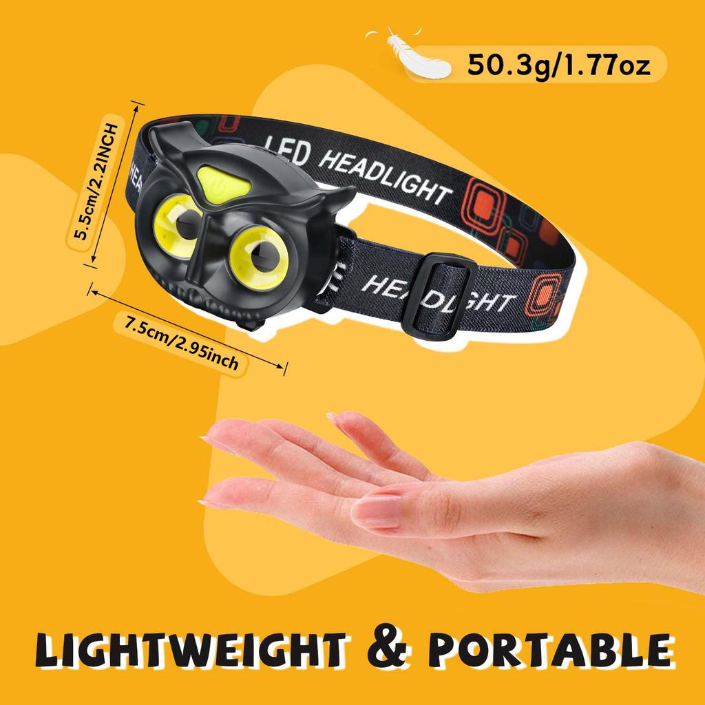 LED Kids Headlamp, COB Headlamp for Kids Boys Girls Flashlight Headlamp Battery Powered Lightweight Headlight Ideal Gift