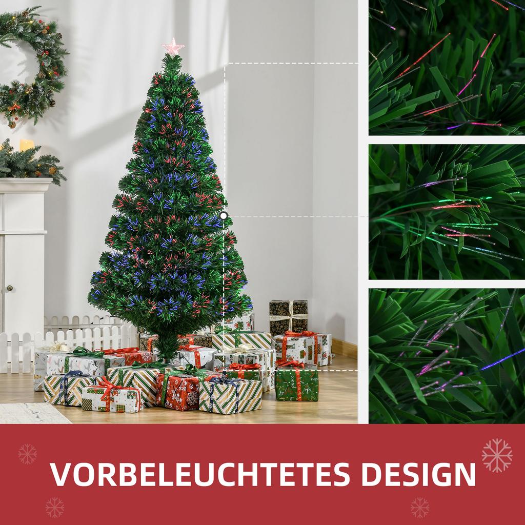 Artificial Christmas Tree 150 cm with Fiber Optic Artificial Fir Tree with LED Lighting