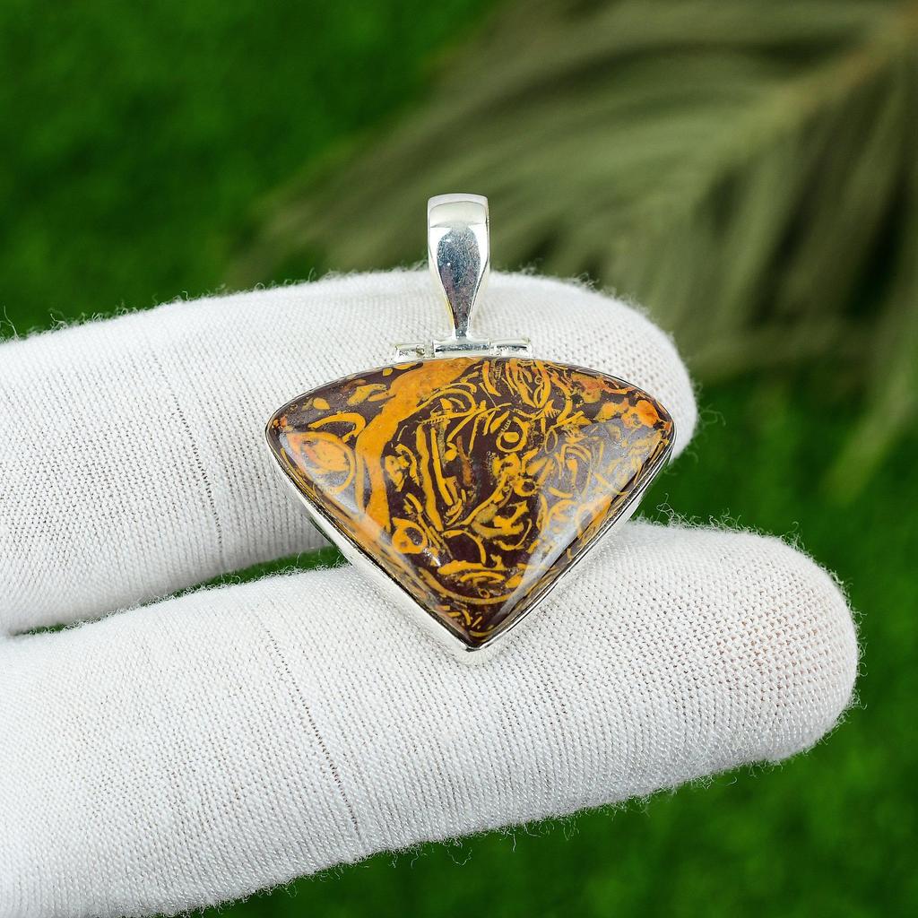 Anniversary Gift For Her Natural Mariam Jasper Gemstone Pendant 925 Silver