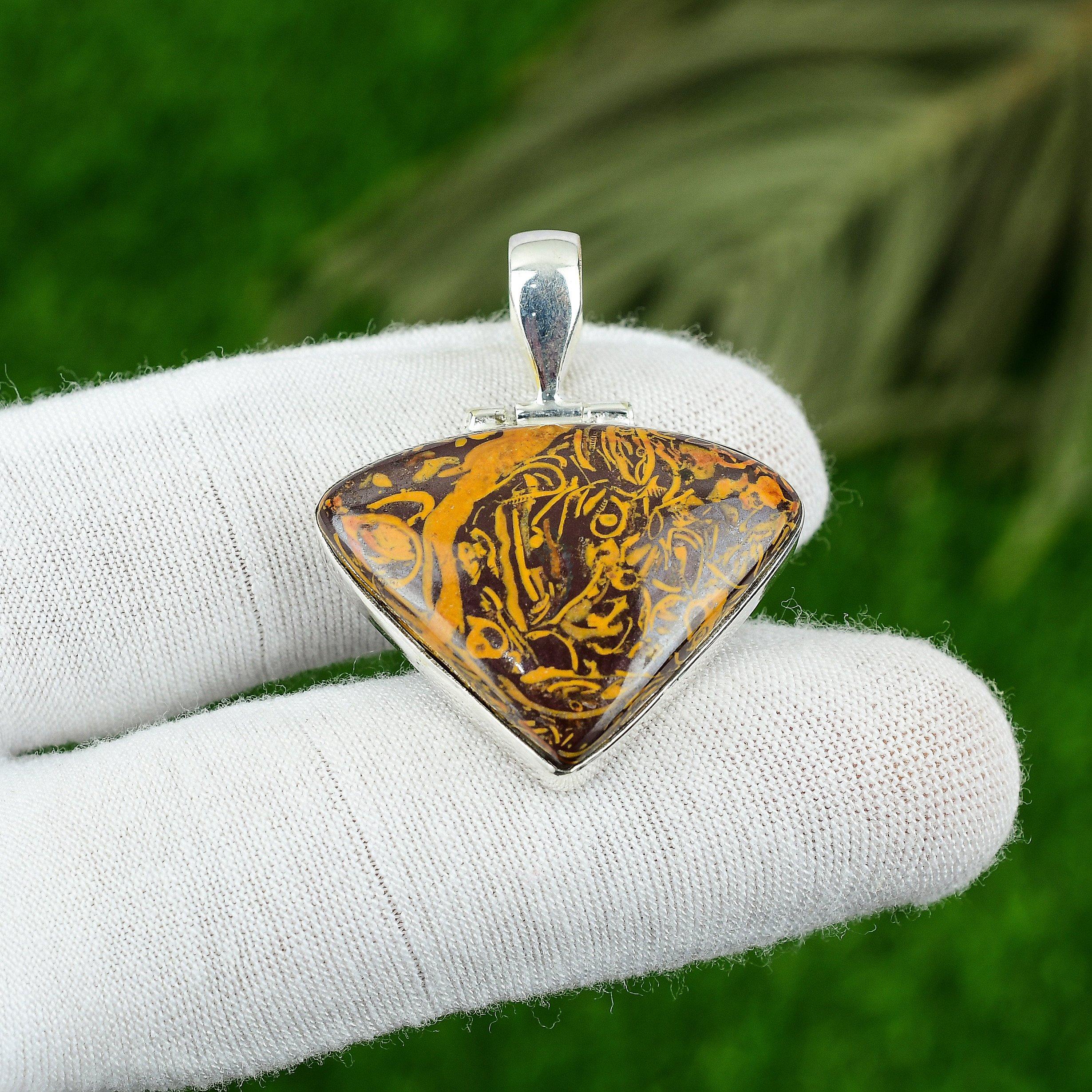 

Anniversary Gift For Her Natural Mariam Jasper Gemstone Pendant 925 Silver