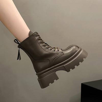 Brown Retro Thick Bottom Boots Women Summer Short Boots Fashionable and Comfortable