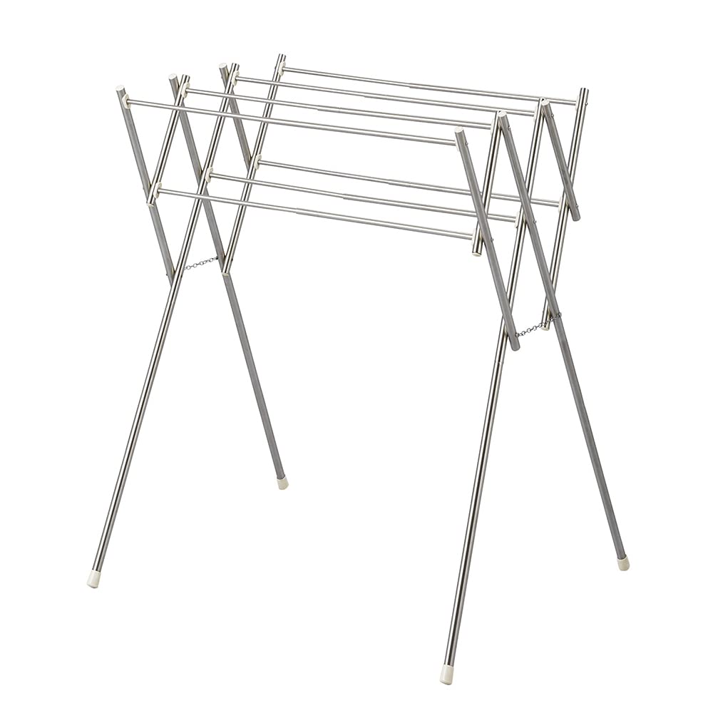 Bestco Stainless Steel Small Item Drying Rack, Lightweight, Compact Storage, Extendable, Width 42-70cm X Depth 60cm X Height 78cm, Light Gray, NY-291