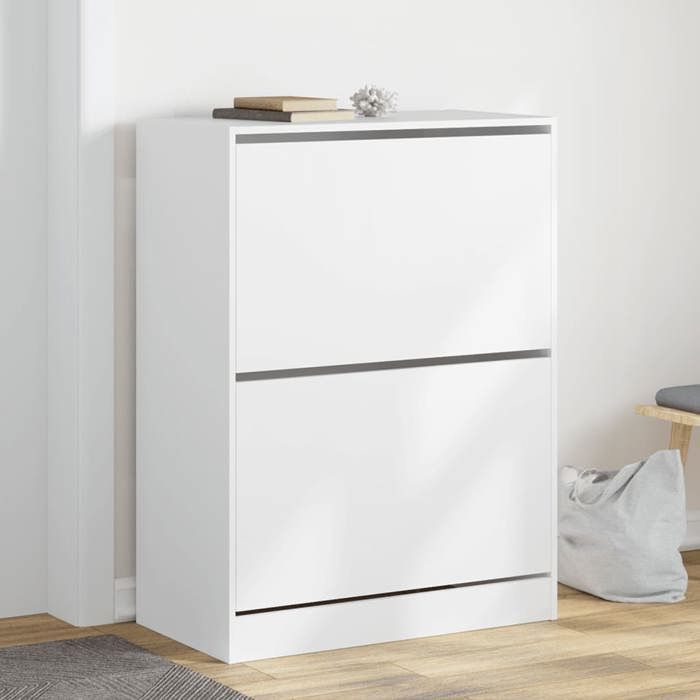 VidaXL Armoire à Chaussures 2 Tiroirs Rabattables, Étagère à Chaussures avec Rangement, Meuble à Chaussures Salon, Moderne, 3214399