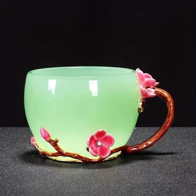 Teekopp i glas med vintage-stil och handtag - Perfekt för alla årstider Idealisk för heminredning och presenter 1 st