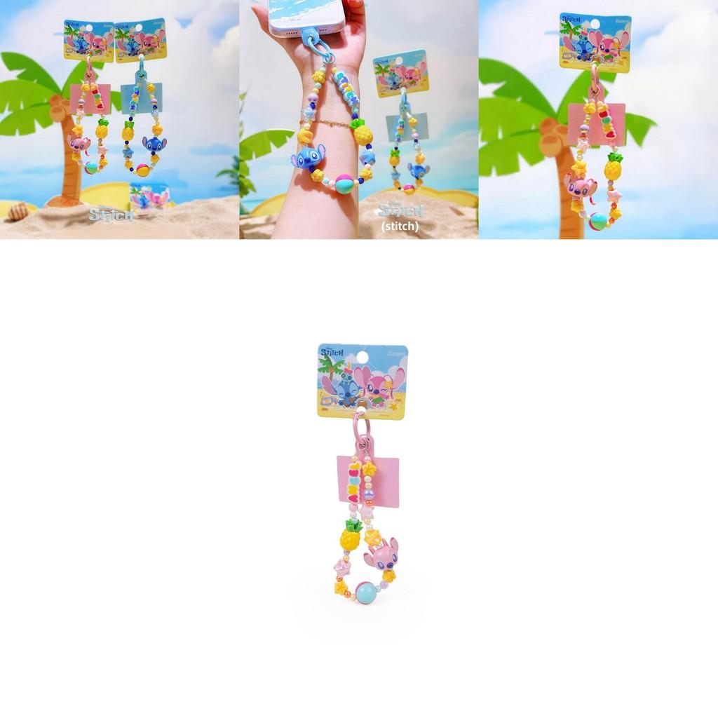 Stitch Summer Beach Series Resin Phone Pendant Keychain For Kids And Teens
