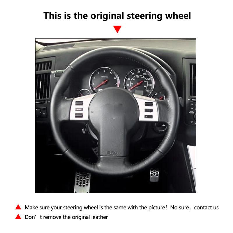 For Nissan 350Z 2003 2004 2005 2006 2007 2008 2009 Car Accessories Inner Perforated Microfiber Leather Steering Wheel Cover Trim