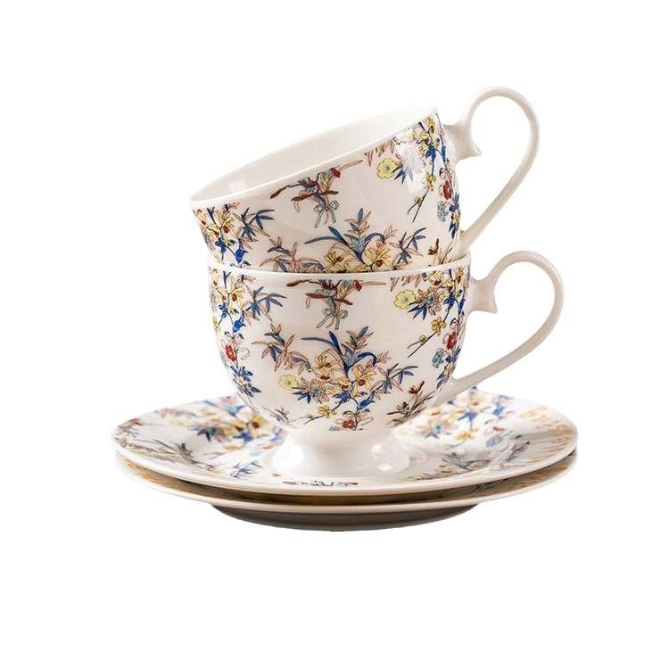 French Vintage Orchid Coffee Cup Saucer Retro Afternoon Teacup Latte Cup Creative Gift Set Tea Set
