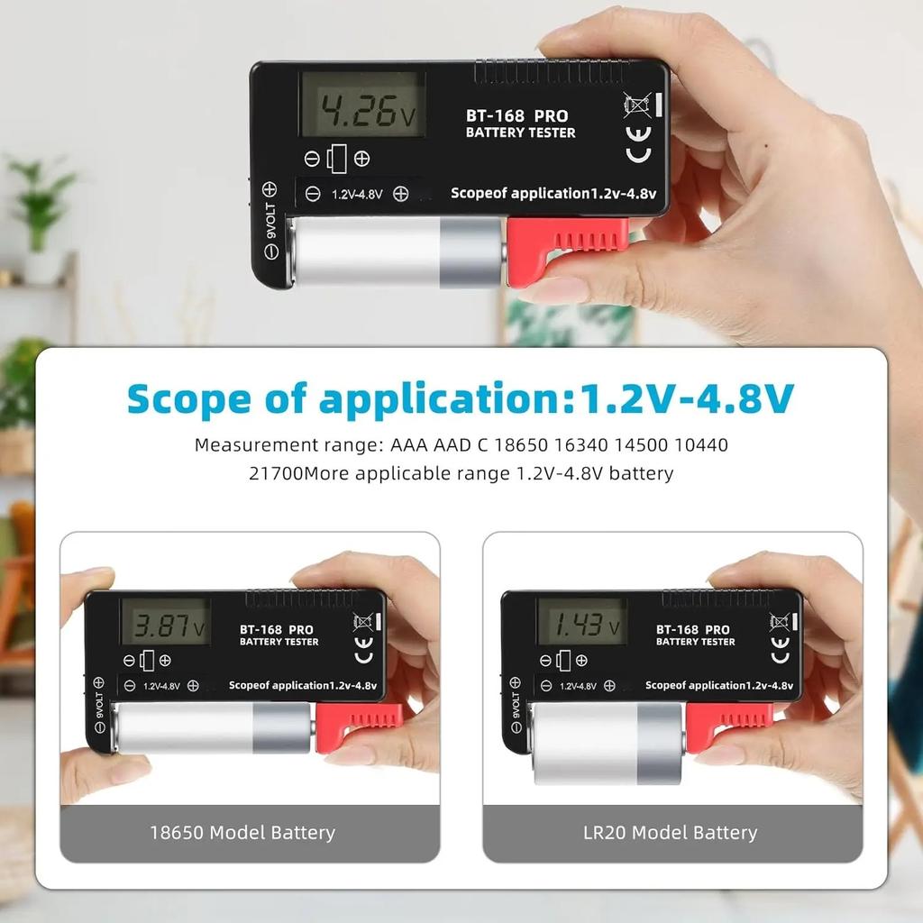 Digital Battery Tester BT-168 Universal Voltage Checker for AA AAA C D 9V Button Cell 1.5V Power Meter Tool