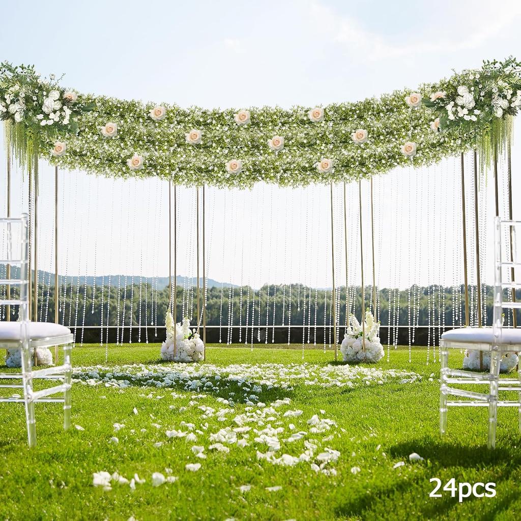 2 Pcs 5.8ft Artificial Baby Breath Flower Vines, Babys Breath Artificial Flowers Real Touch Faux Gypsophila Hanging Fake Baby's Breath Garlands for