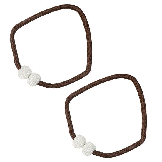 1 Pair Magnetic Curtain Straps Faux Pearls Decor Decorative Braided Ropes Curtain Tiebacks Curtain Accessories