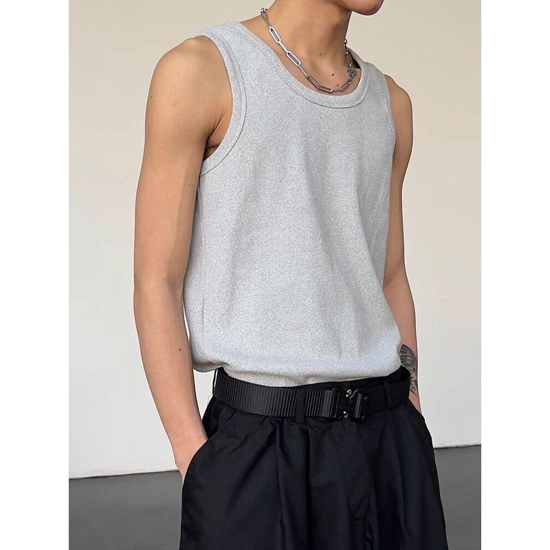 

Summer Easiest for Match Loose Rib Vest Sports Inner Shirts Men s and Women s Trendy Street Couple Bottoming Shirt Sleeveless T-Shirt Gray XL