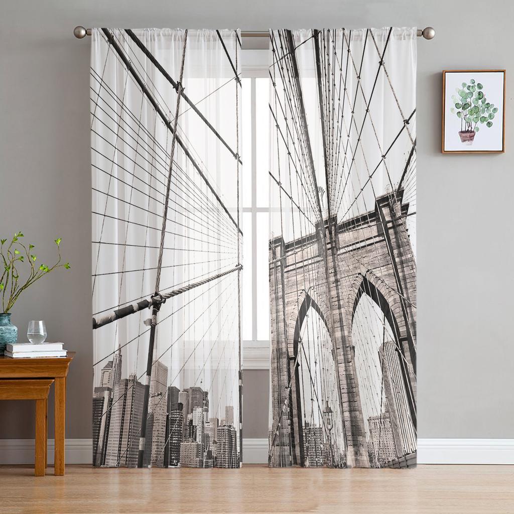 Islam Building Morocco Sheer Curtain for Living Room for Window Blinds Bedroom Drape Kitchen Cortinas Hall Drapes