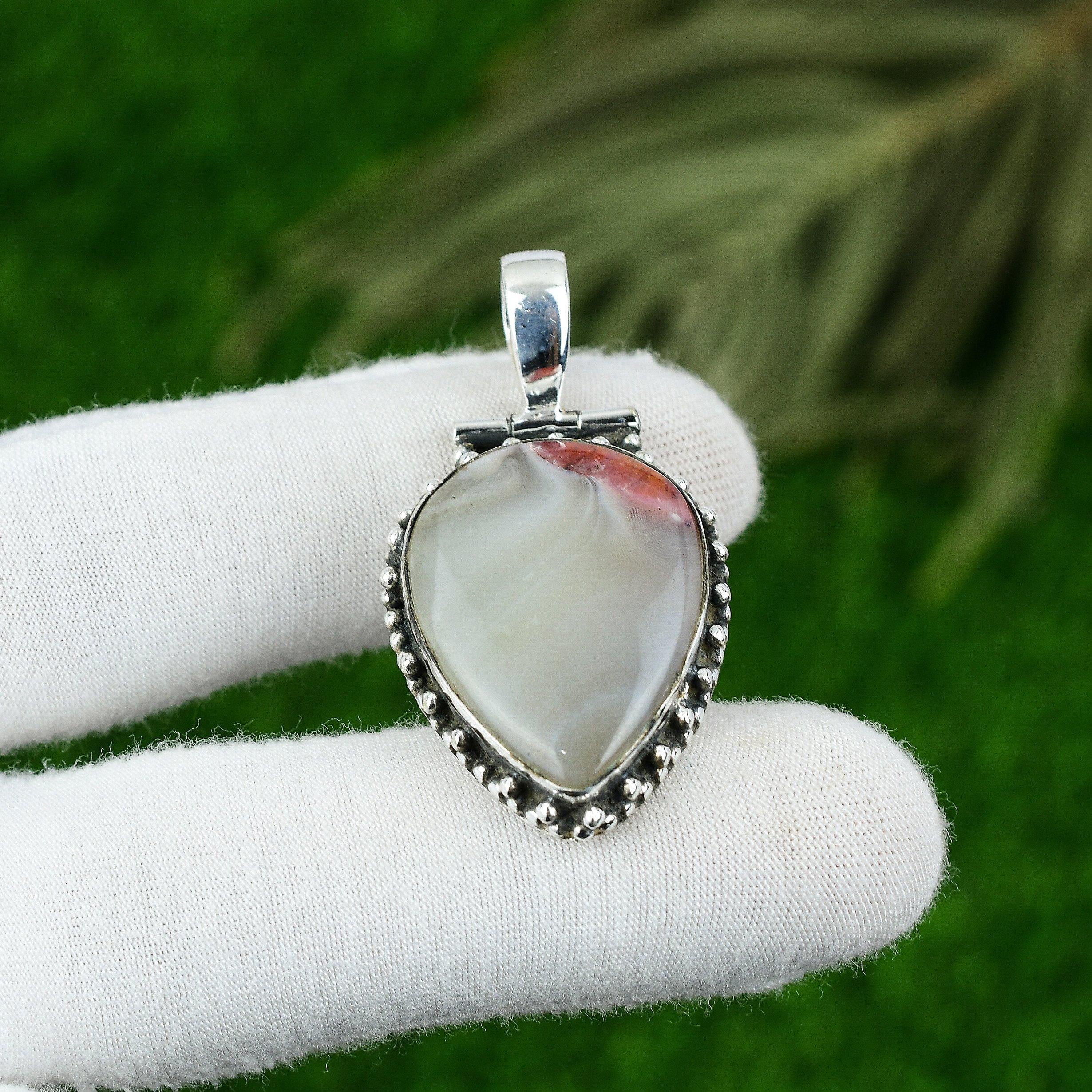 

Mothers day Sale Botswana Agate Stone Sterling Silver Bezel Wedding New Pendant
