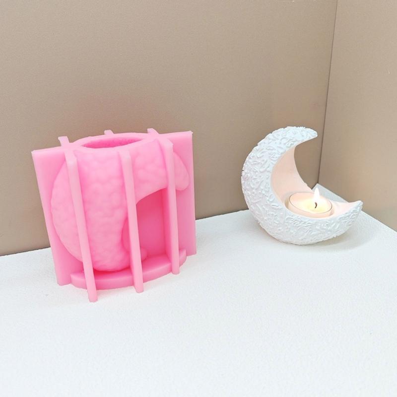 Moon Silicone Candle Holder Molds for Epoxy Resin Tealight Holder Silicone Tealight Stand Molds for Home Decoration
