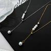 Perlenkette, Damen Y-förmig verstellbar, Eine vielseitig tragbare Schlüsselbein-Kette, Titanstahl farbbeständig Accessoires Trend