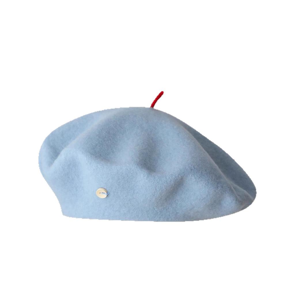 Woolen Beret Hat for Women Autumn and Winter Temperament Retro British Style Painter Hat Contrasting Color Small Chirp Pumpkin Hat Small Face