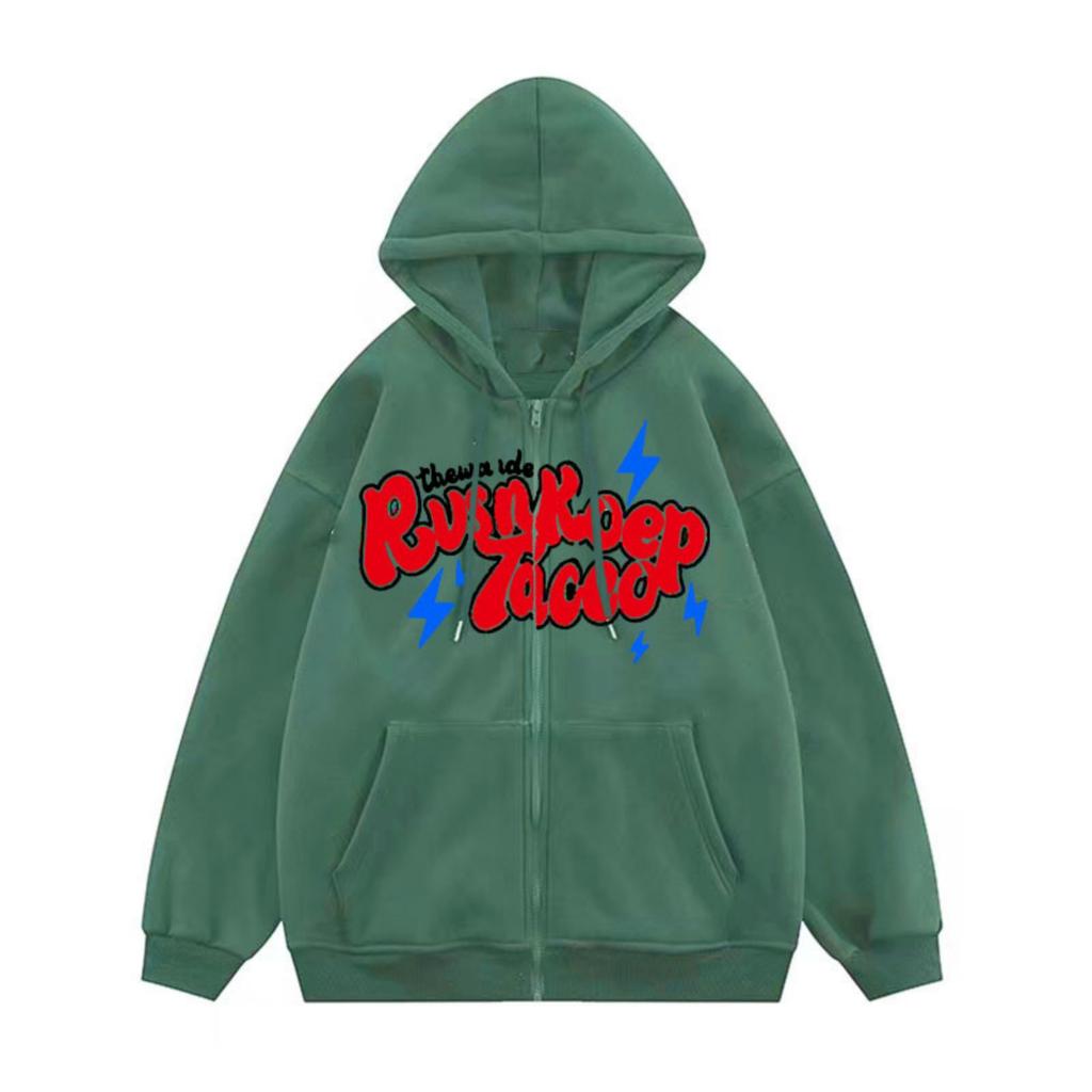 Men's And Women's Casual Solid-color Zipper Hoodie, Men's Trendy Letter-printed Hoodie Jacket