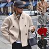 Women's Winter Cropped Wool Coat Double Breasted Dressy Jacket Fall Casual Long Sleeve Short Peacoat