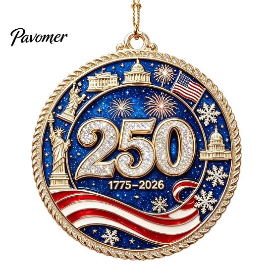 Historic 1776 to 2026 Ornament 250 Anniversary USA Christmas Ornament, United States 1776-2026 250th Patriotic Theme Party Supplies Keepsake, Acrylic