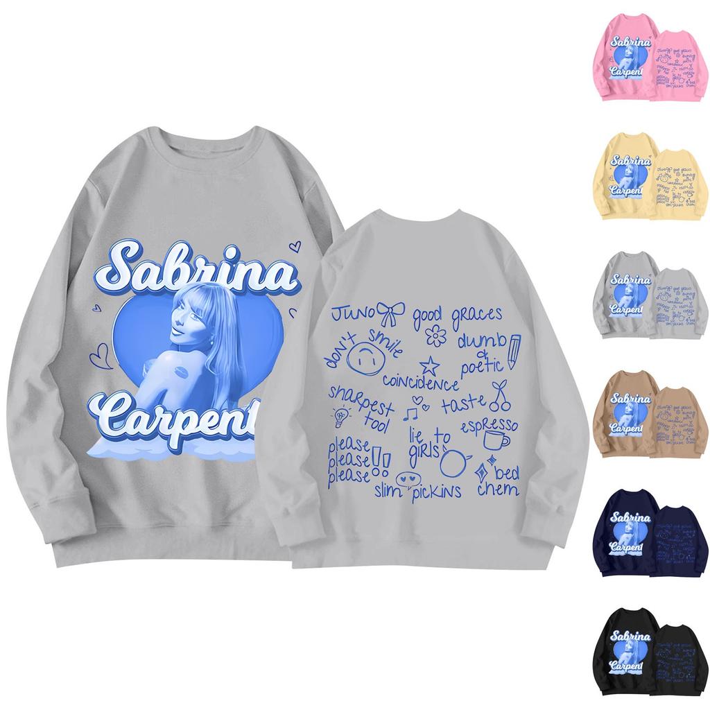 Women's Casual Loose Color Printed Round Neck Long Sleeved Sweatshirt