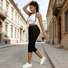 Womens pants high waist stretch capri leggings pants for women with faux denim print slim fit comfort style