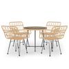 5 Piece Outdoor Dining Set Poly Rattan