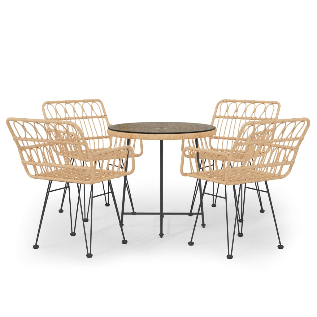 5 Piece Outdoor Dining Set Poly Rattan